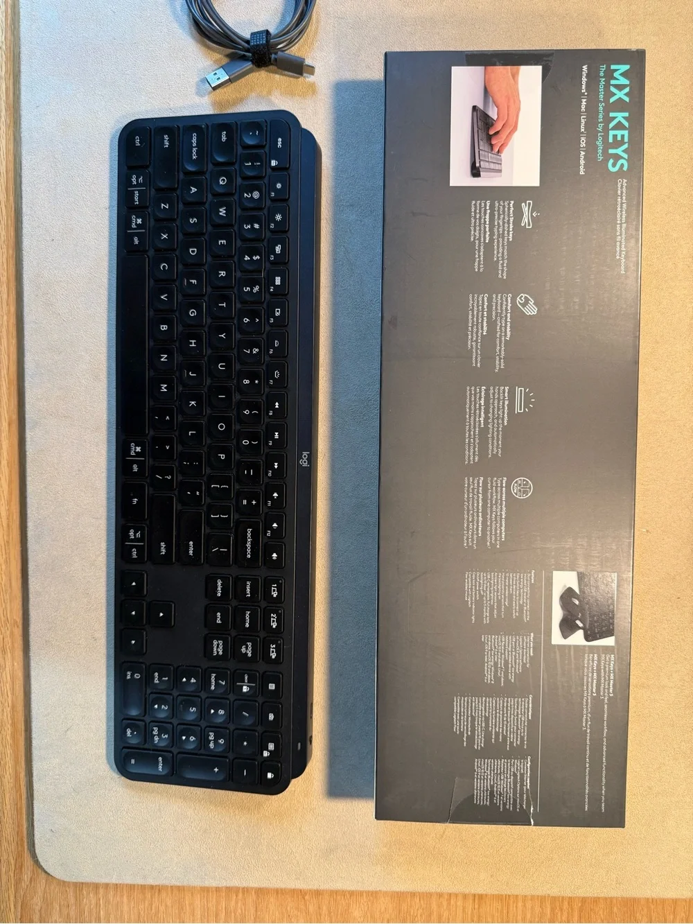 Logitech MX Keys Full-Size Wireless Keyboard - Black